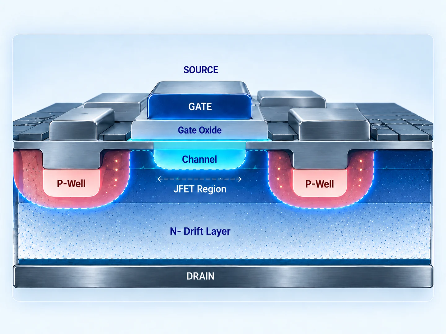 SiC MOSFET vertical cell cross-section